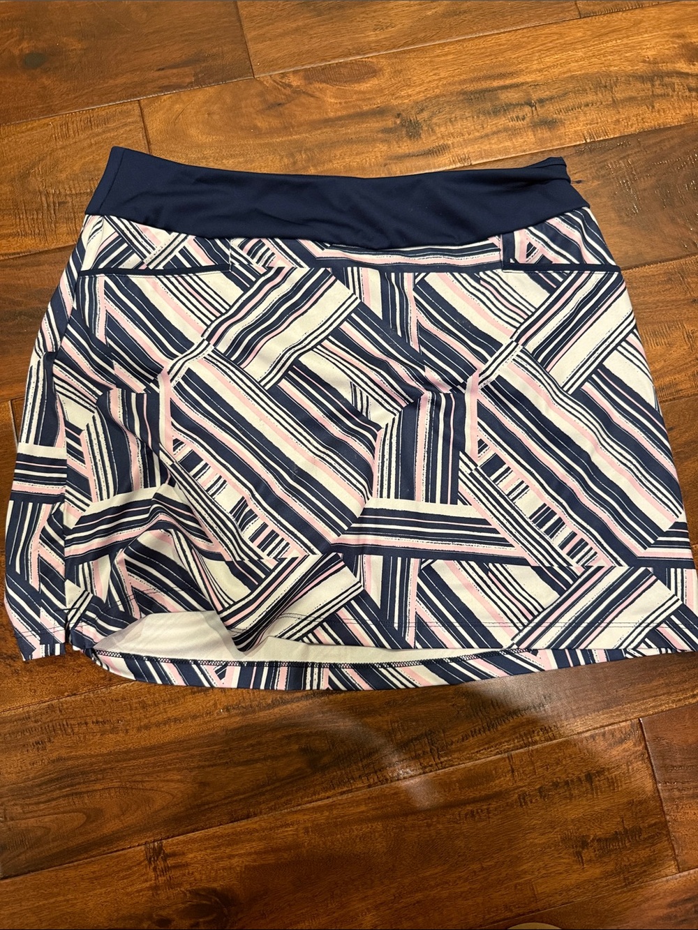 adidas Navy and Light Pink Geometric Print Mini Skirt
